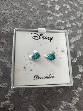 Disney Teal Crystal Mickey Stud Earrings